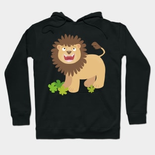 Cute lion roaring cartoon kids illustration Hoodie